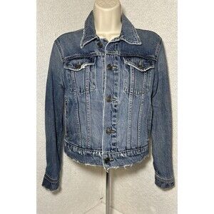 Current/Elliott The Baby Trucker Grassland Denim Jean Jacket Women 1 Destressed